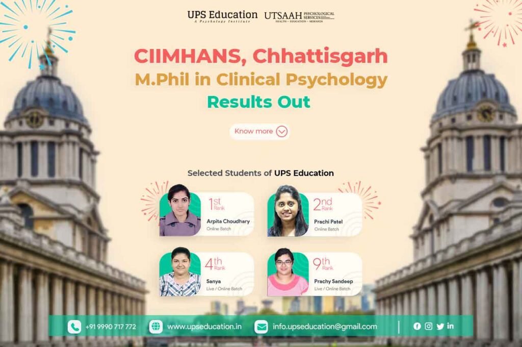 M Phil in Clinical Psychology Results Out CIIMHANS, Chhattisgarh—UPS Education