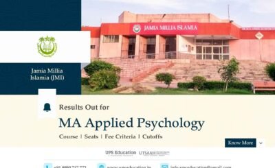 Jamia Millia Islamia (JMI) MA in Applied Psychology, Results Out—UPS Education